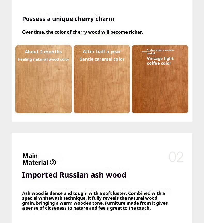 Set 3 pcs Cherry, Ash Solid Wood Modern Bar Stool