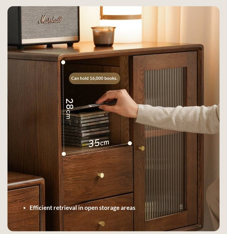 Oak Solid Wood, Solid Rubberwood Side Cabinet.