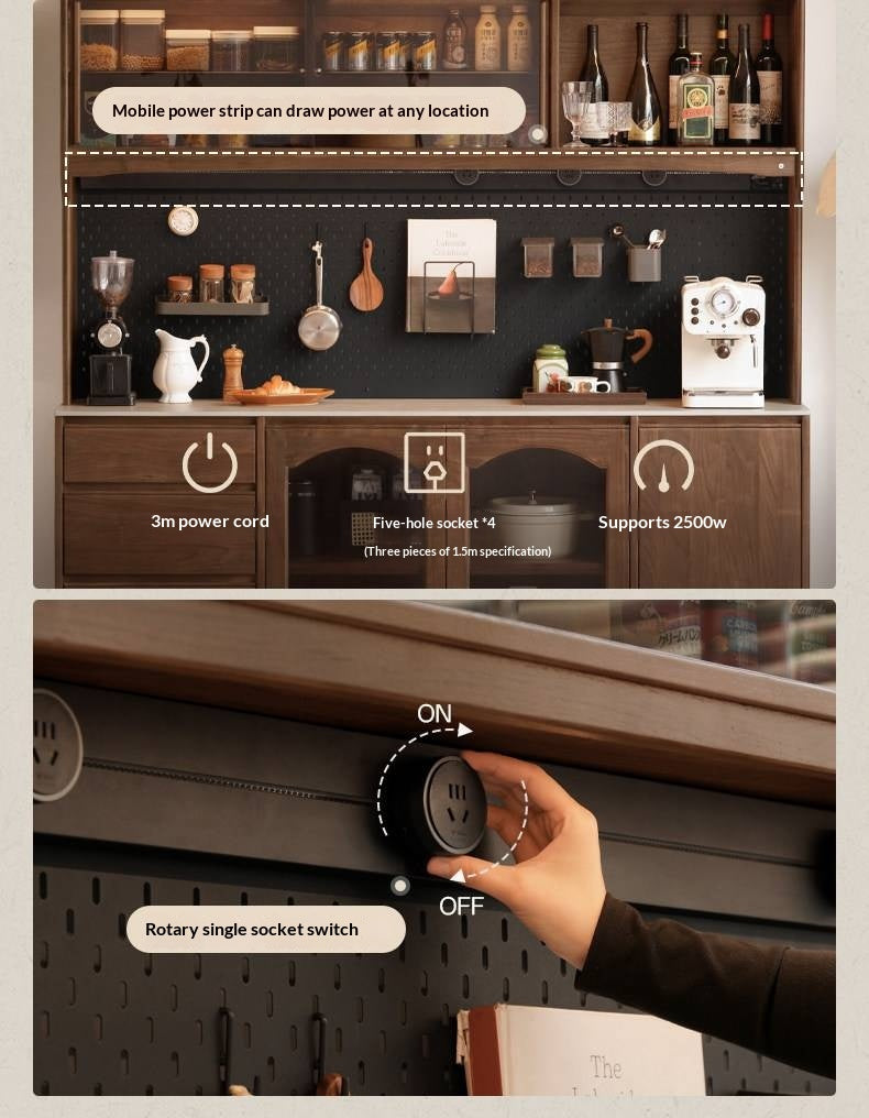 Black Walnut Solid Wood Retro Buffet Cabinet, Sideboard