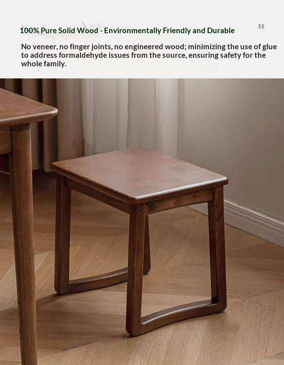 Ash Solid Wood Modern White Wax Wood Square Stool