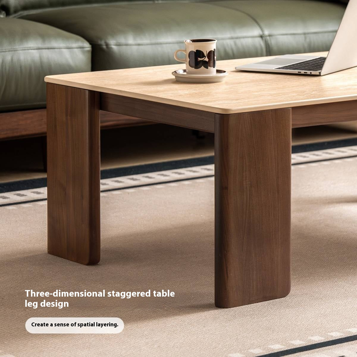 Black Walnut Solid Wood Rock Plate Tea Table