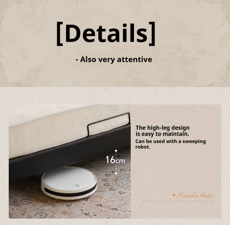 Luxury Genuine Leather Soft Backrest Bed, American Retro Style