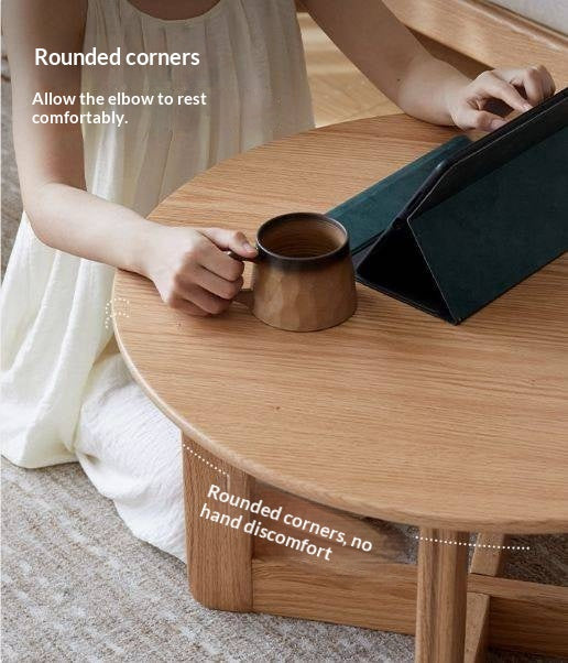 Oak Solid Wood Modern Round Coffee Table