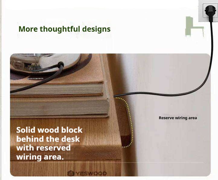 Oak Solid Wood Corner Office Desk with Integrated Bookshelf