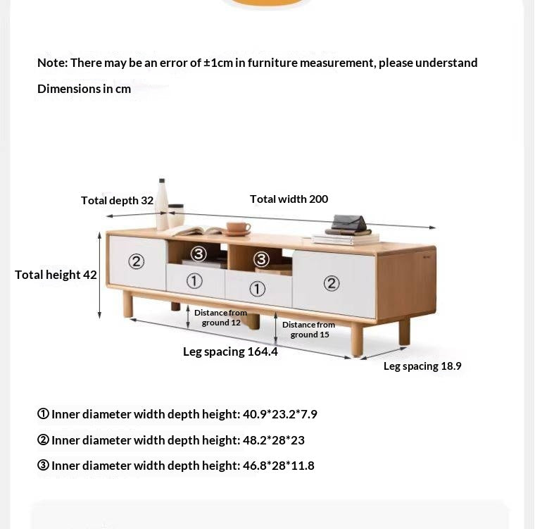 Oak Solid Wood TV Cabinet with Storage.