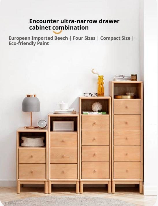 European Beech Solid Wood Storage Side Cabinet Combination
