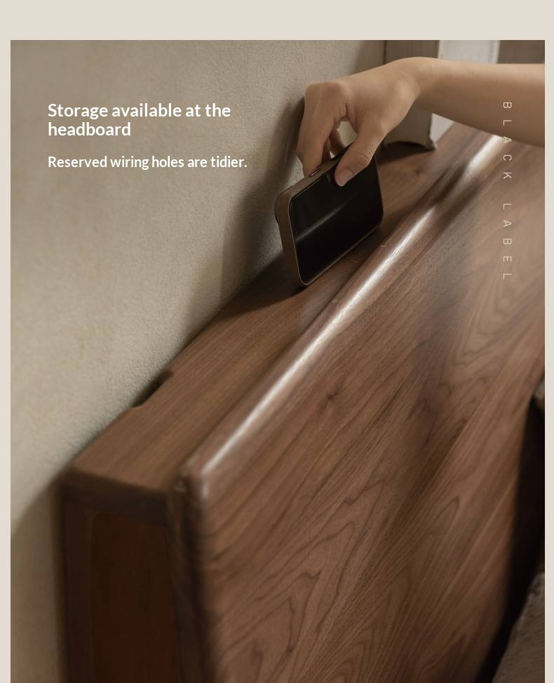 Black Walnut Solid Wood Italian Light Luxury Electric Suspended Box Bed