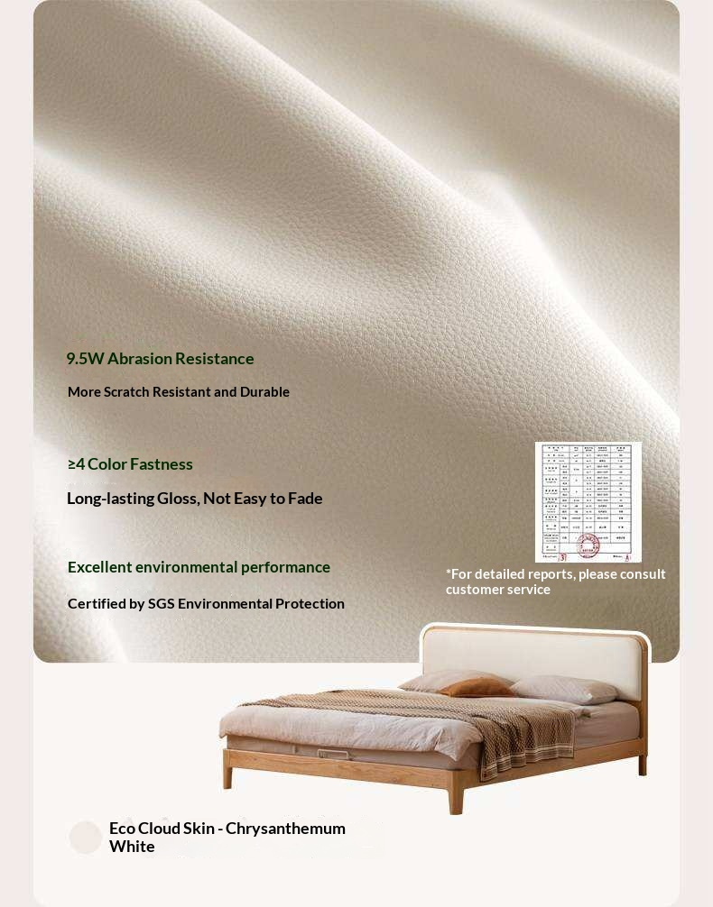 Oak, Rubber wood Solid Wood Bed Genuine Leather,Technology Fabric,Suede