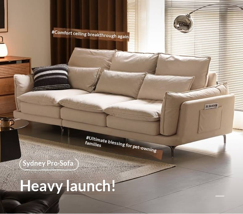 High-Back Modern Fabric Sofa with Scratch-Resistant Upholstery
