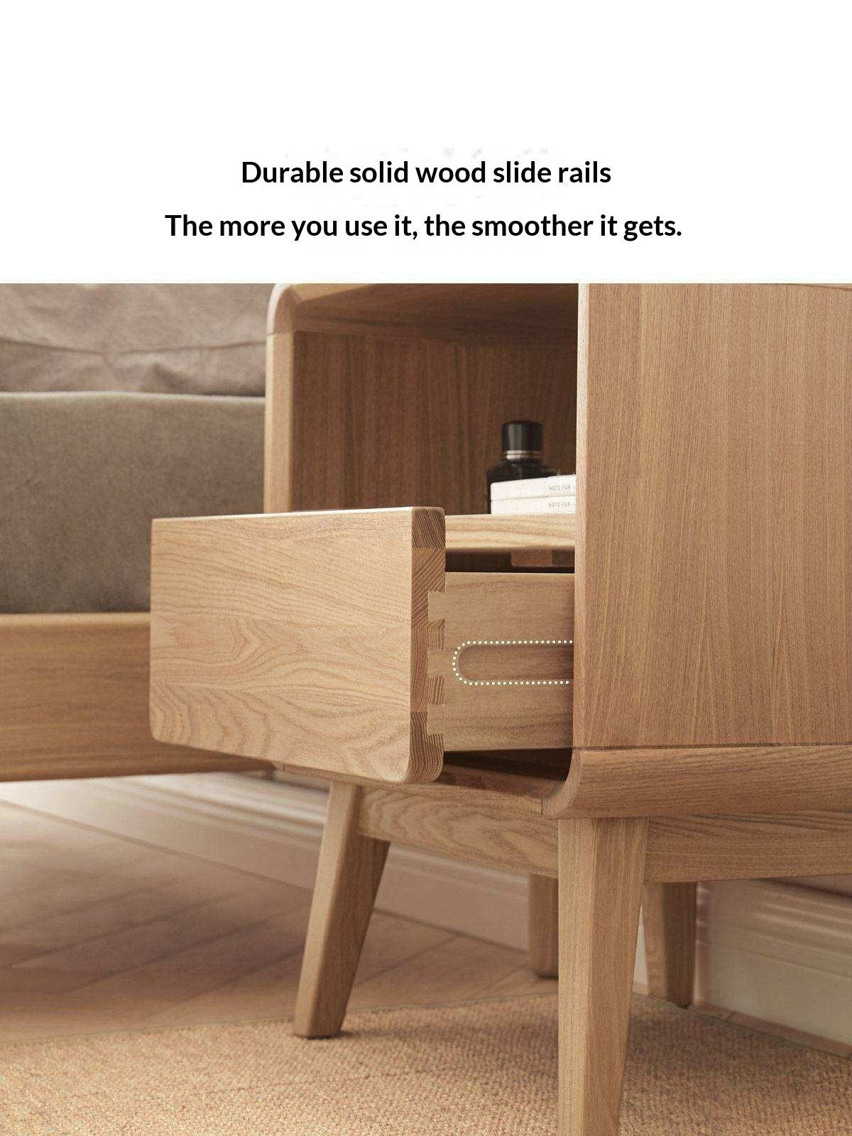 Ash Solid Wood Storage Modern Nightstand