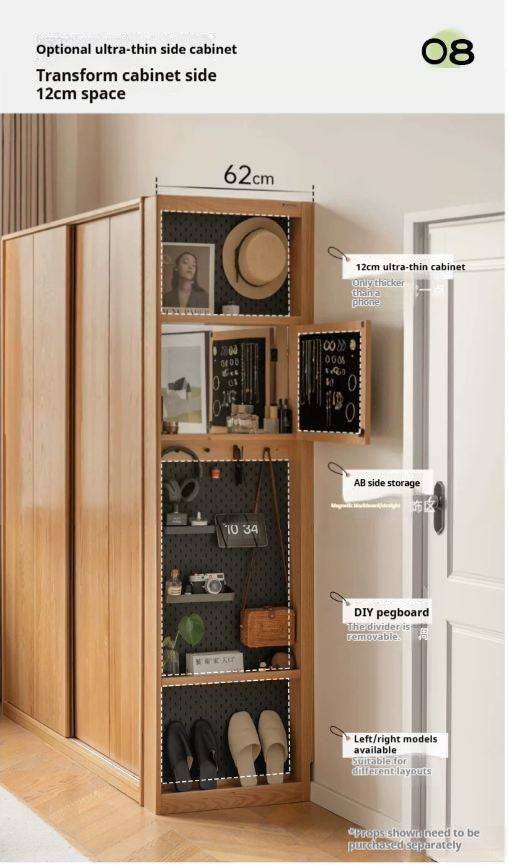 Oak Solid Wood Sliding Door Wardrobe