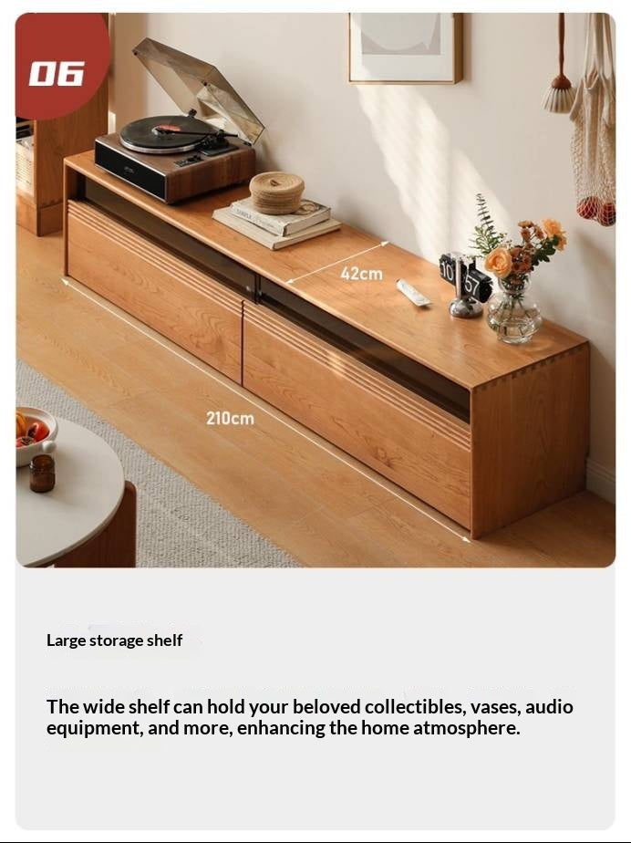 Cherry Solid Wood Floor TV Cabinet