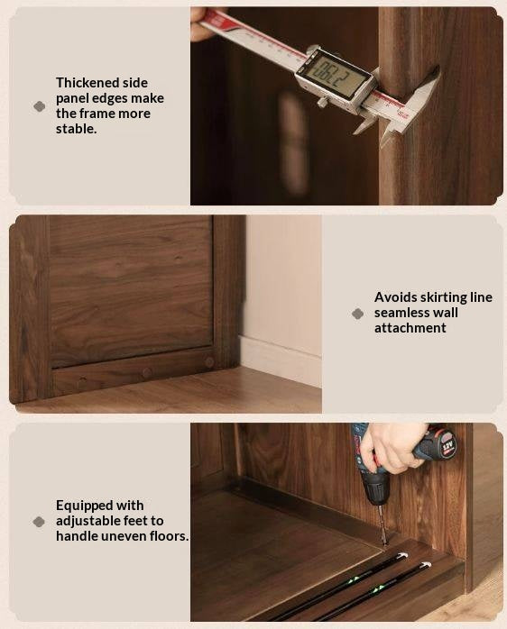 Black Walnut Solid Wood Wardrobe with Aesthetic Design