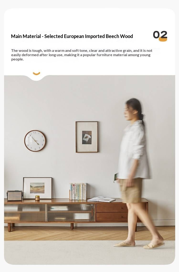 Beech Solid Wood Large TV Cabinet.