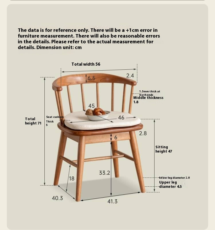 Black Walnut, Oak, Cherry Color Solid Wood Rotating Chair