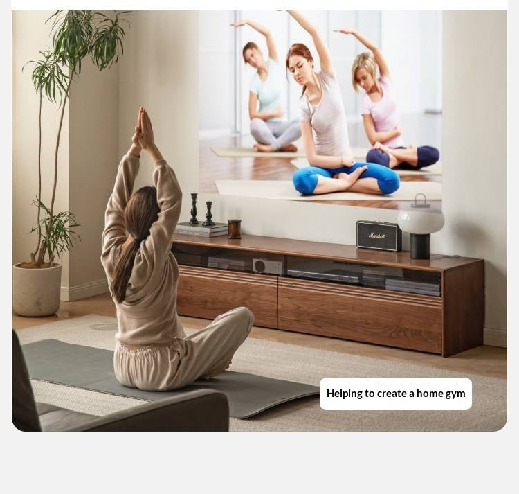 Black Walnut, Oak Solid Wood TV Cabinet LED Light Floor Cabinet.