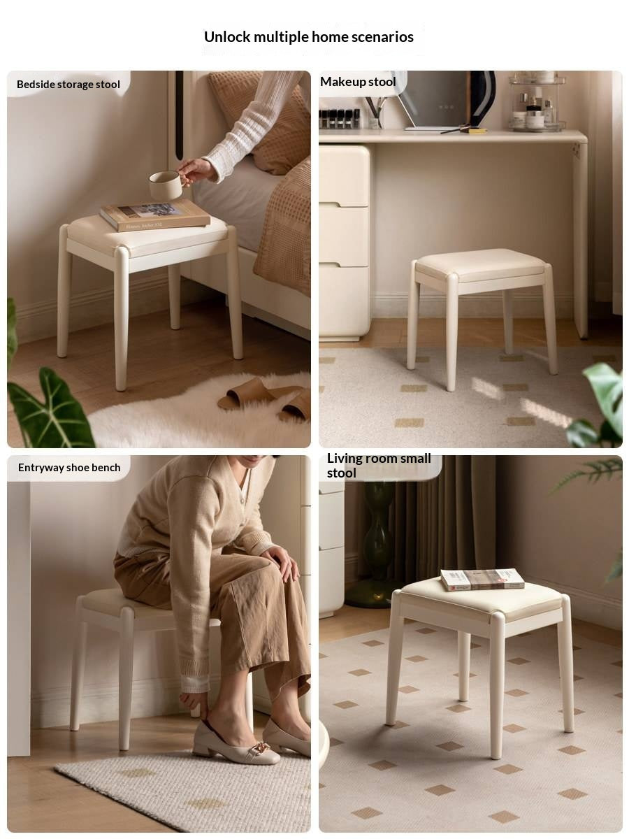 Birch Solid Wood, Solid Rubberwood Modern Simple Makeup Stool