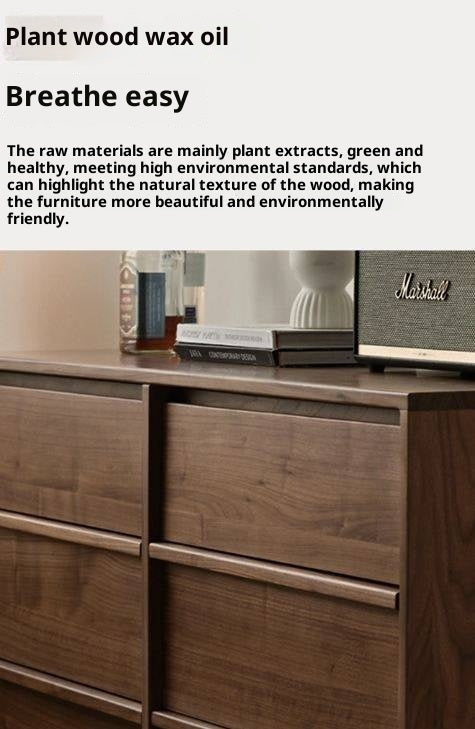 Black Walnut, Sandalwood, Oak Solid Wood Skeleton Line Chest of Drawers