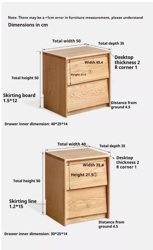 Ash, Oak Solid Wood Nightstand