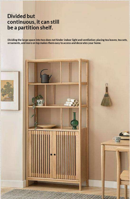 Ash Solid Wood Bookshelf Combined Bookcase Display Cabinet Wall Shelf