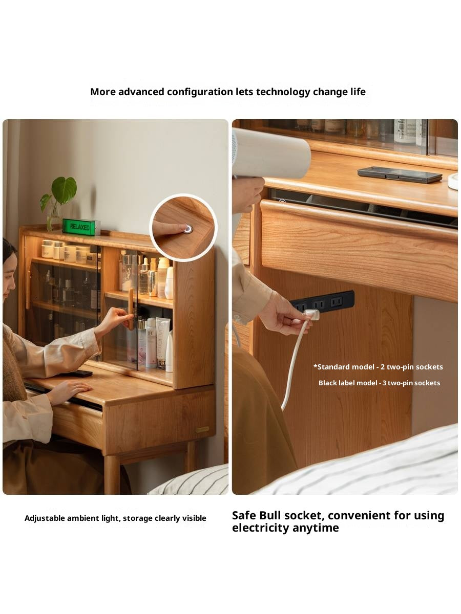 Cherry Solid Wood Retro Skeleton Line Makeup Table