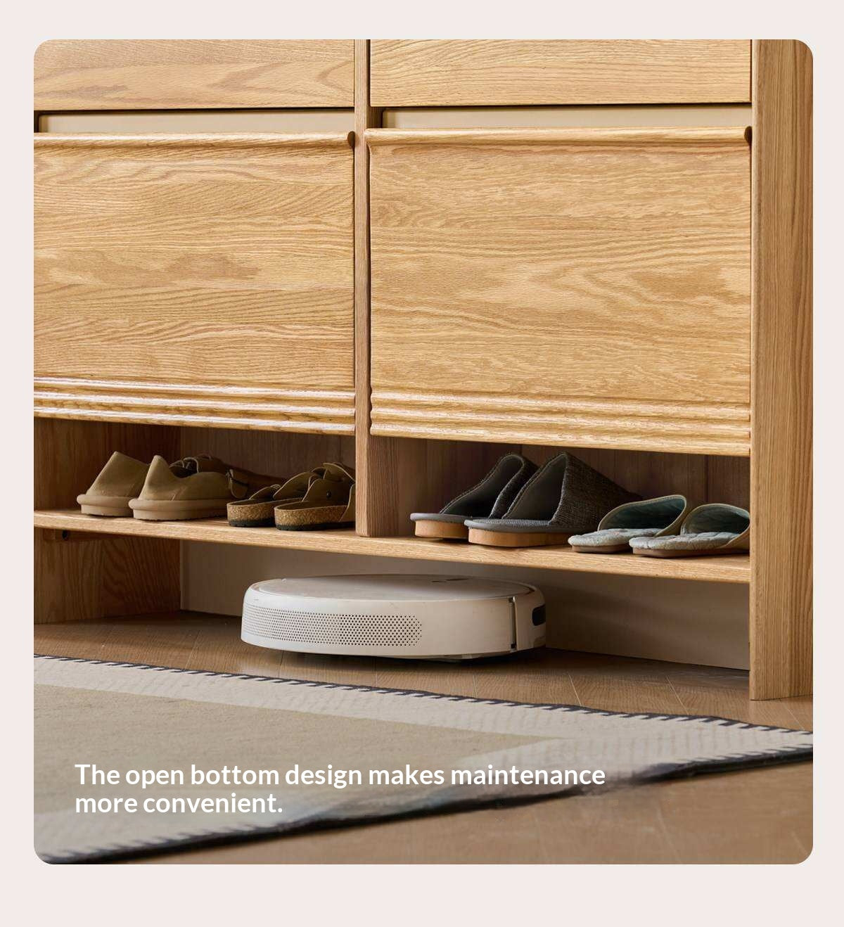 Oak Solid Wood Slim Entryway Shoe Cabinet with Tilt-Out Compartments and Drawers