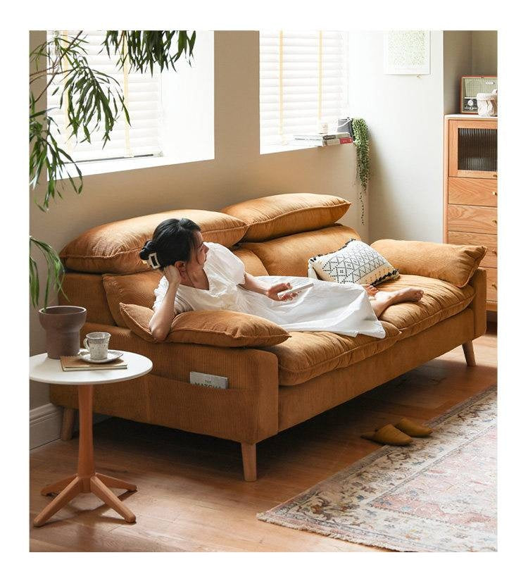 Fabric High Back Straight Sofa Modern.