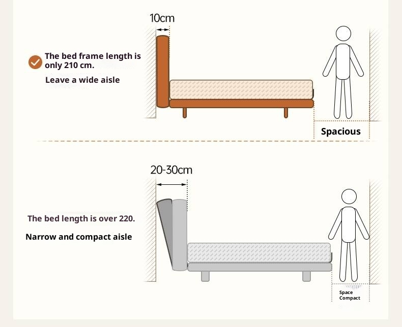 Poplar Solid Wood Floating Soft Bed, Vintage with Light