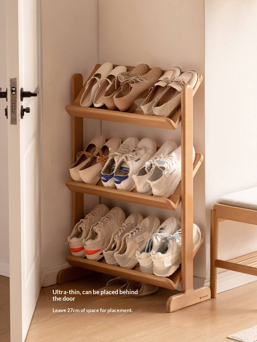 Beech Solid Wood Multi Layer Ultra Thin Shoe Racks