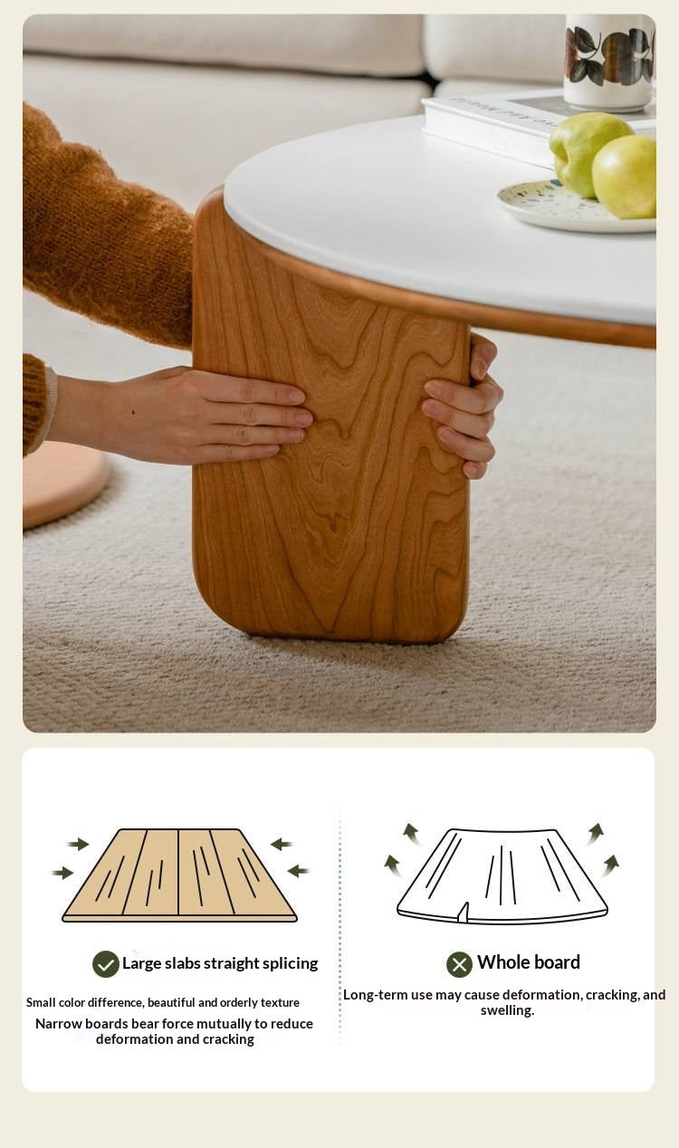 Cherry Solid Wood Round Coffee Table, Side Table