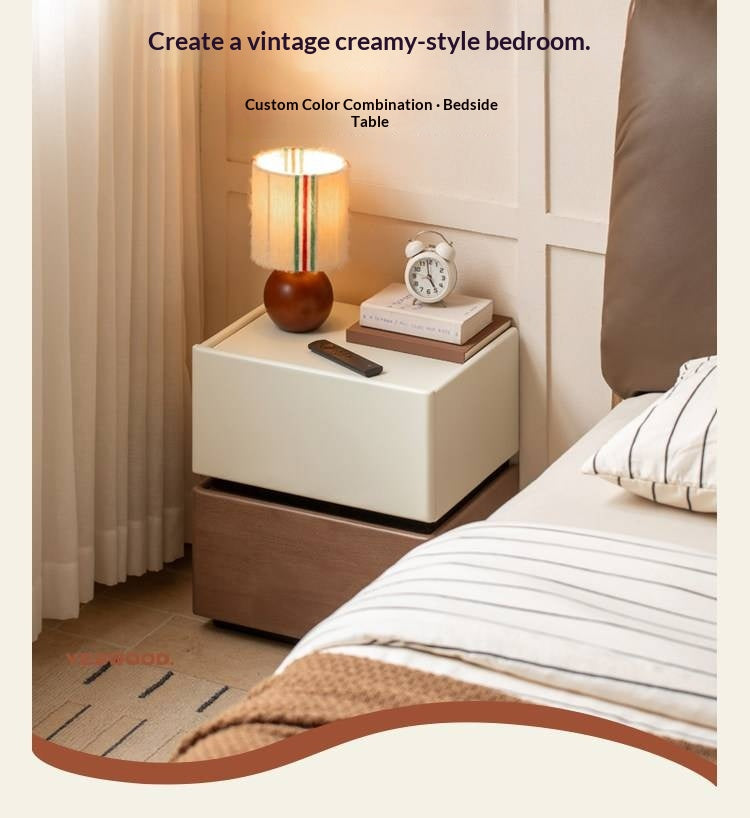 Solid RubberWood Two-Tone Nightstand