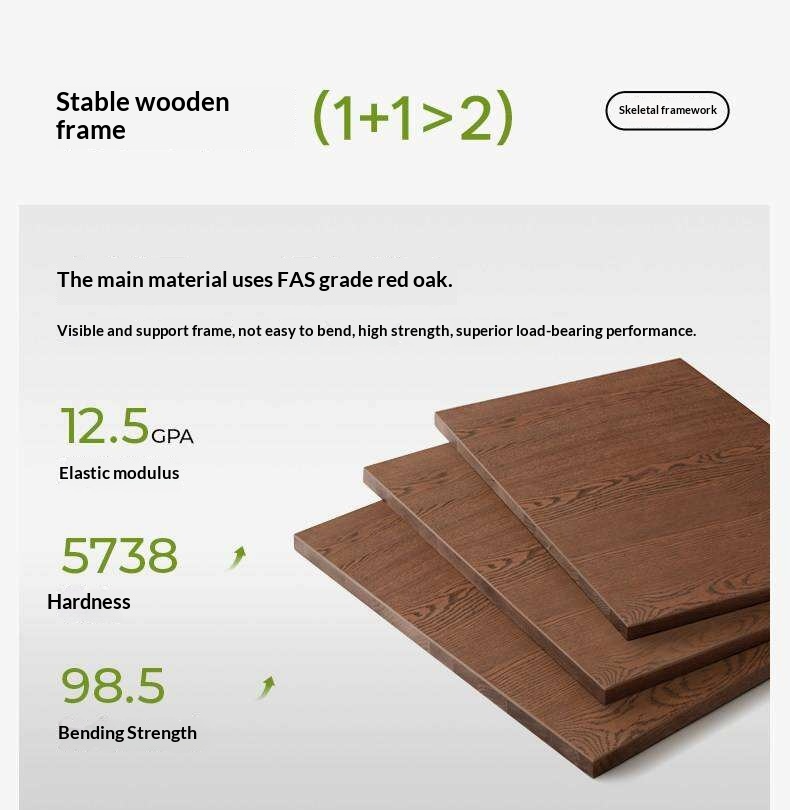 Oak Solid Wood Bed Platform Bed with Rectangular Panel Headboard and Tapered Legs