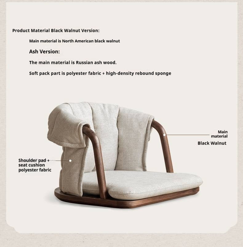 solid wood tatami tea chair black walnut new Chinese style Zen low