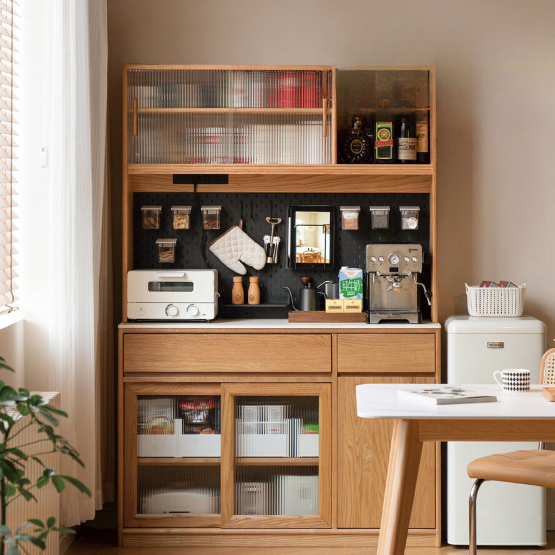 Oak Solid Wood Rock Board Modern Simple Sideboard,