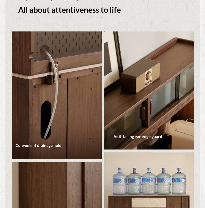 Black Walnut Solid Wood Ancient Style Buffet Cabinet