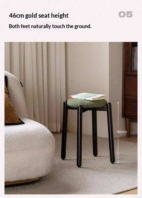 Solid Rubberwood Modern Stacking Stool