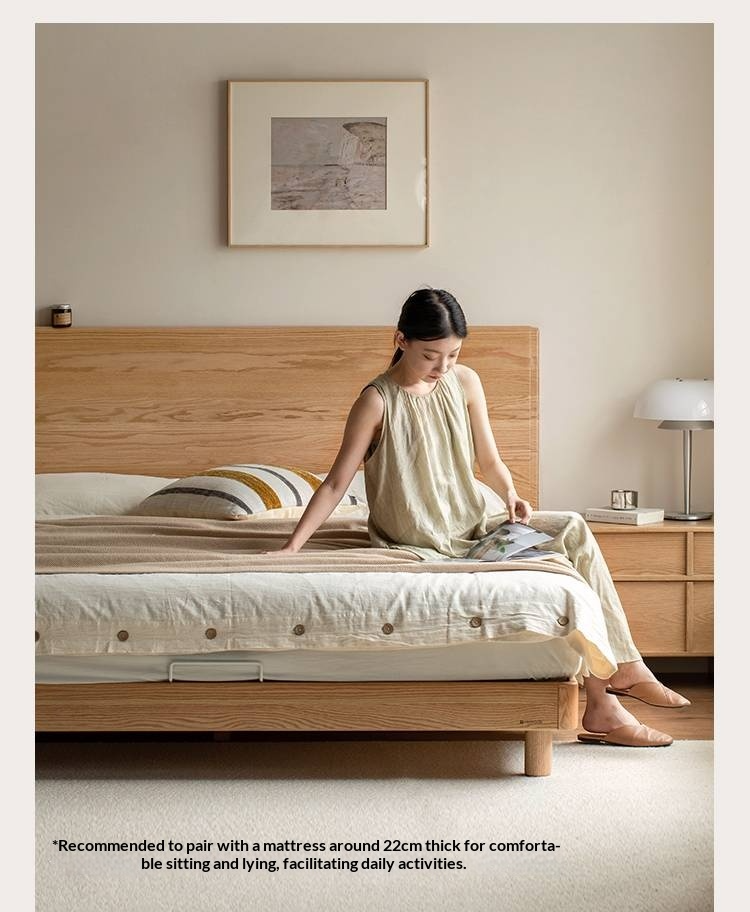 Oak Solid Wood Bed Modern Minimalist Large Bed