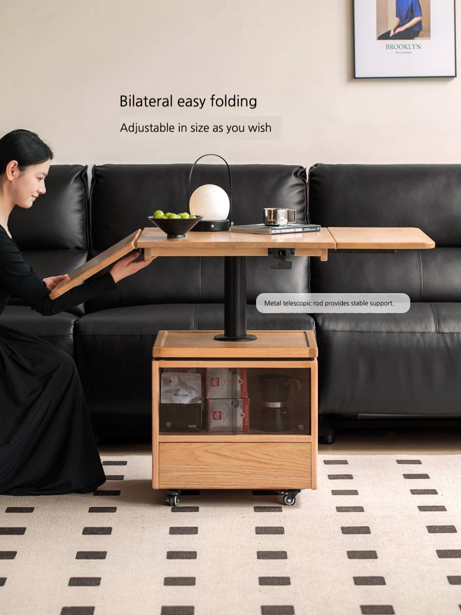 Oak Solid Wood Modern Mobile Elevating Coffee Table