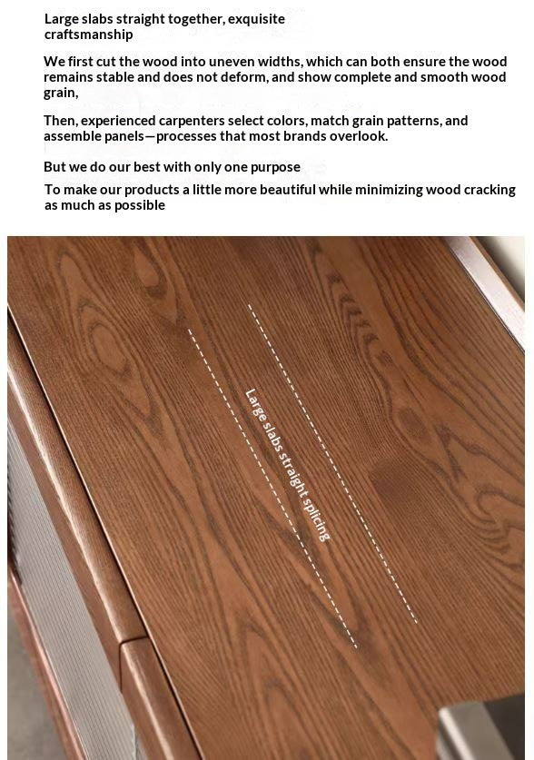 Ash Solid Wood TV Cabinet Minimalist Rock Plate