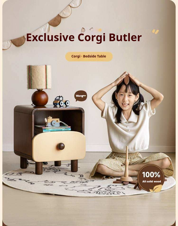 Solid Rubberwood Solid Wood Modern Children's Nightstand