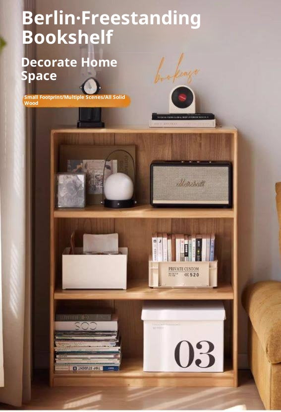 Solid Rubberwood Floor Standing Bookcase