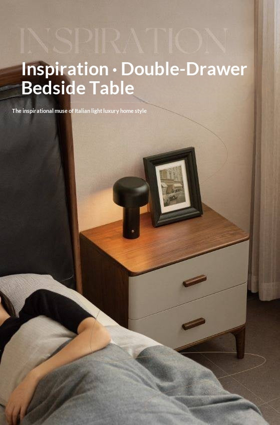 Black Walnut Solid Wood Italian Light Luxury Nightstand