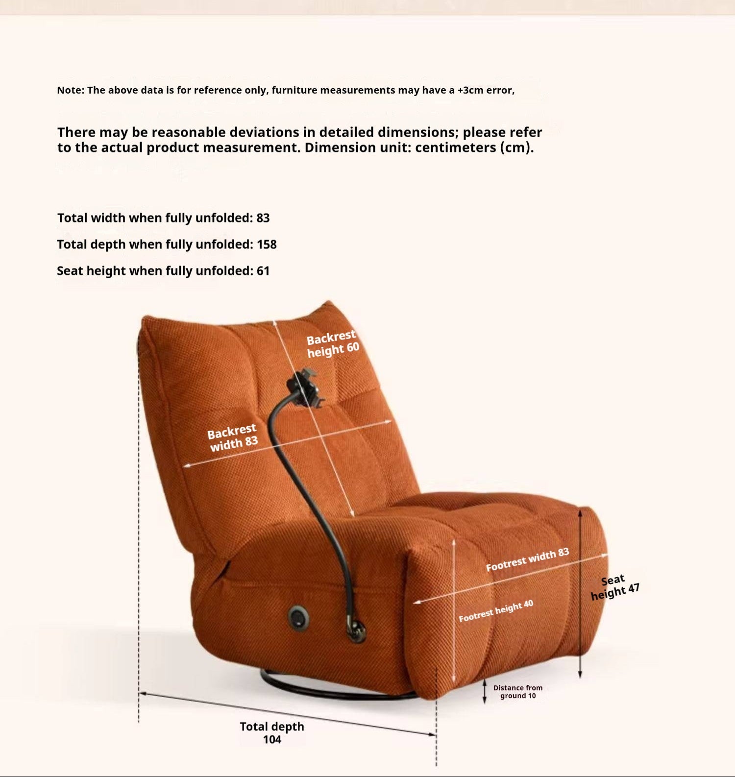 Modern Swivel Floor Recliner Chair with Adjustable Backrest