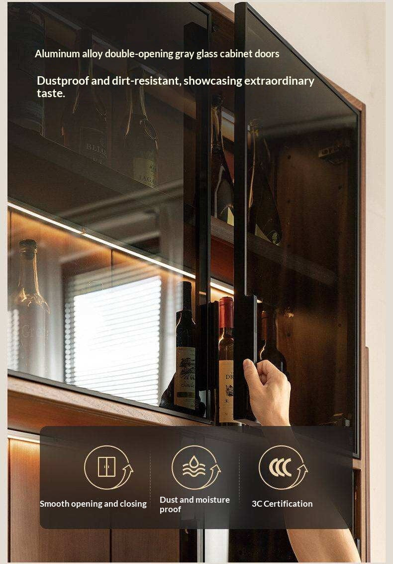 Black Walnut Solid Wood Rock Plate Wine Sideboard