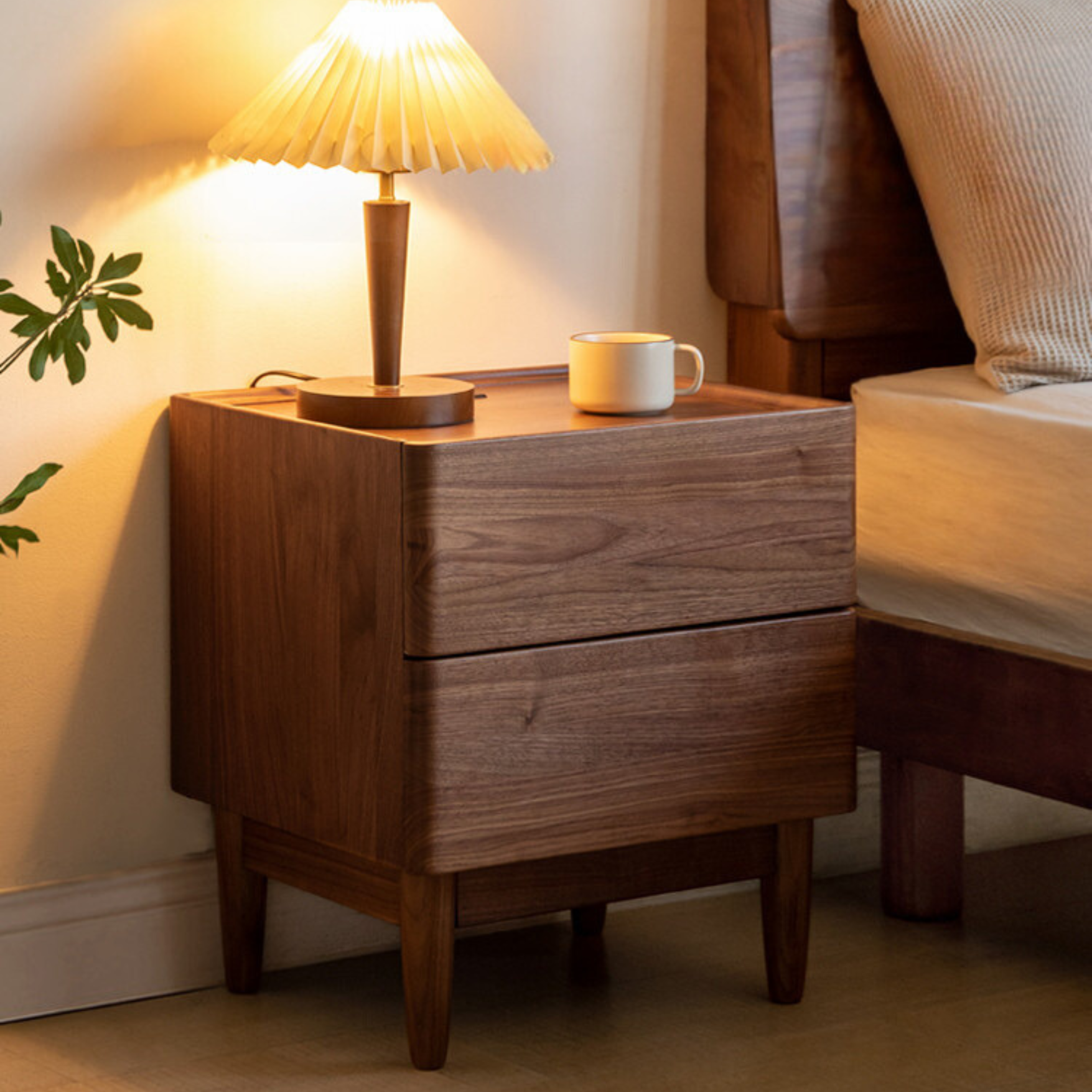 Black walnut, Ash solid wood nightstand