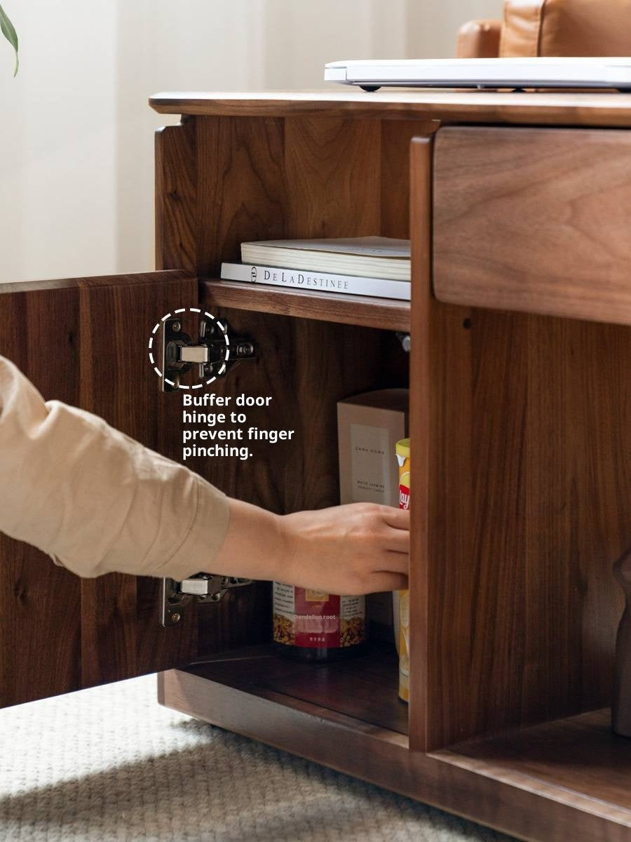 Black Walnut Solid Wood Nordic Style Movable Side Cabinet