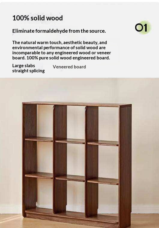Sandalwood, Black Walnut Solid Wood Bookshelf Shelf Free Lattice Combination