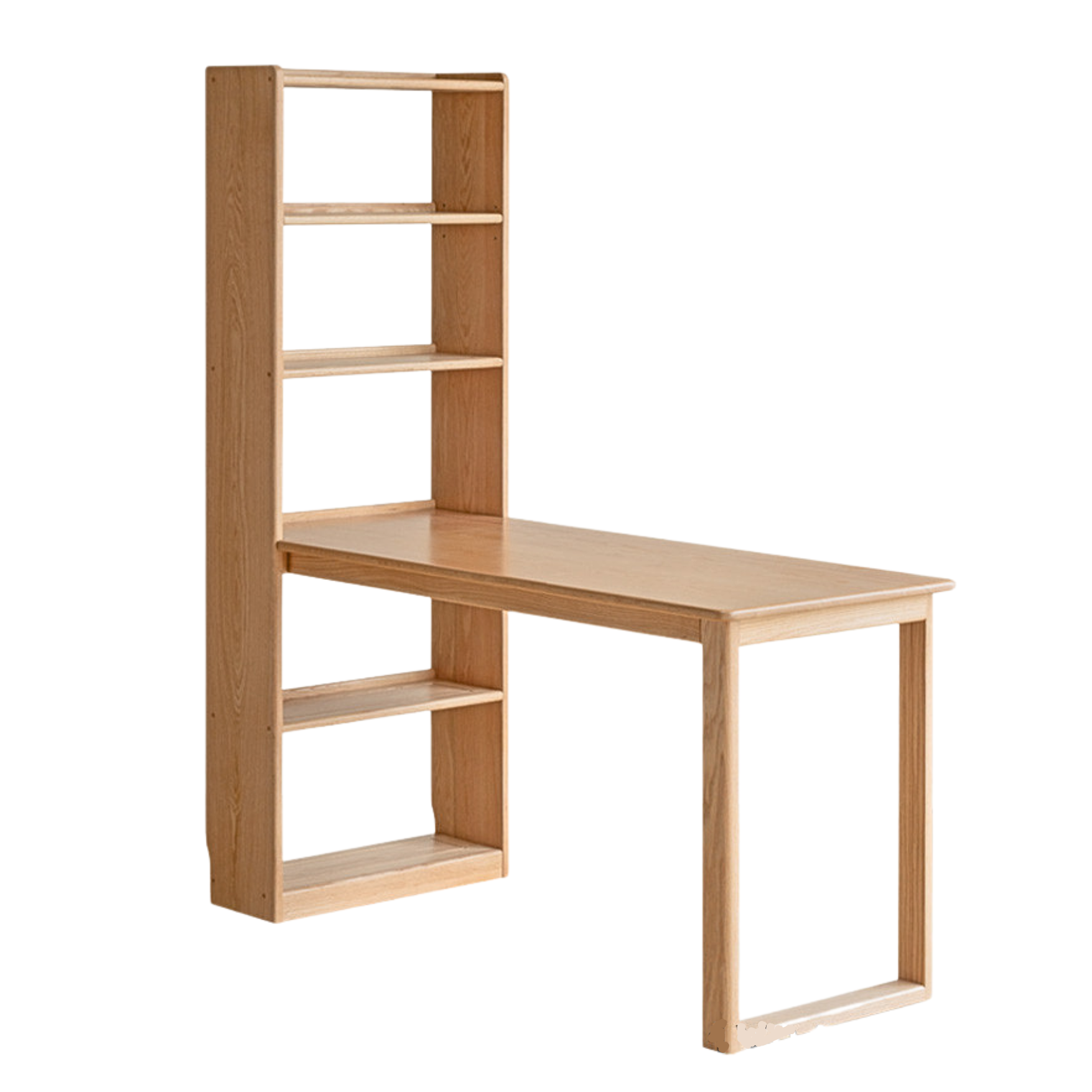 Oak Solid Wood Desk and Bookshelf Integrated Office Desk-