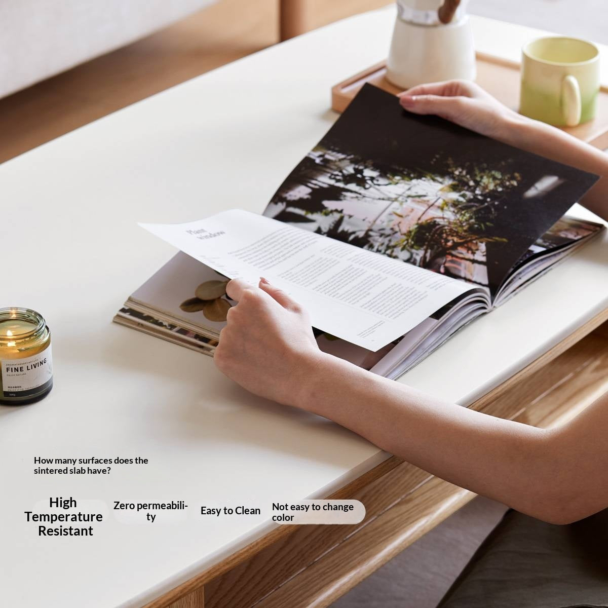 Oak Solid Wood Modern Slab Coffee Table