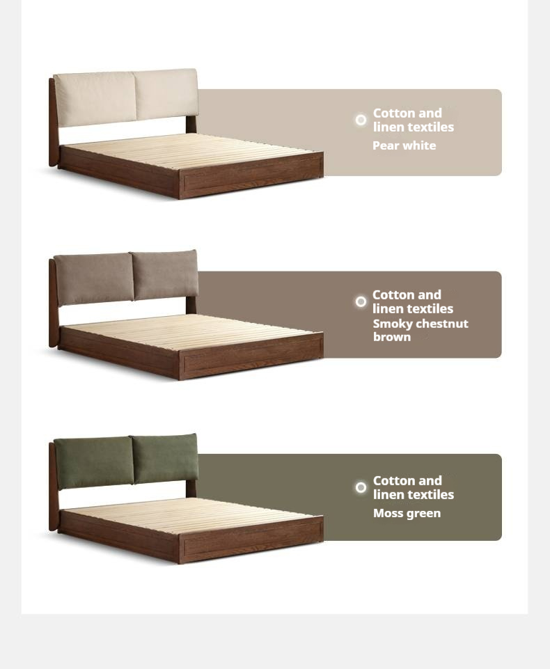 Oak Solid Wood Modern Simple Fabric Soft-Padded Box Bed